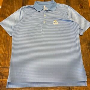 F&G Tech Mens XL Blue Striped GlenRiddle Golf Club‎ Performance Polo Shirt